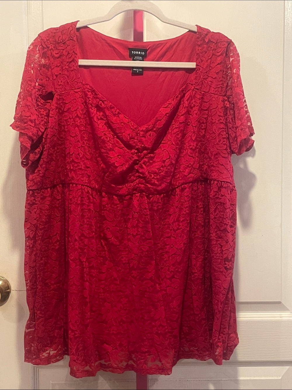 torrid Red Lace V-Neck Tunic Top
